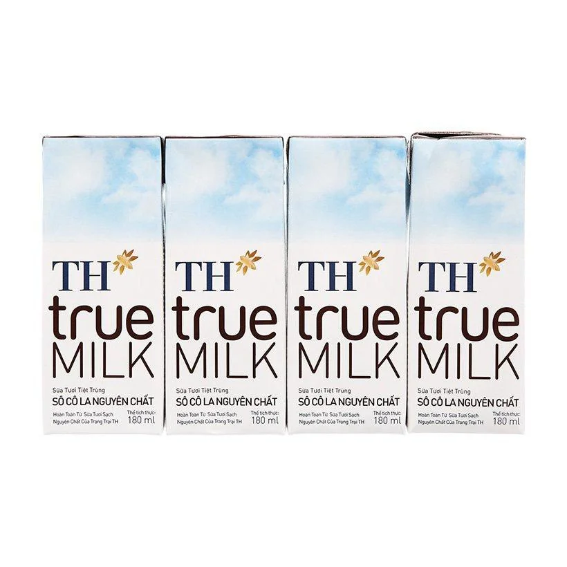 Lốc 4 Hộp Sữa Tươi Tiệt Trùng Sô Cô La Nguyên Chất TH true MILK 180ml