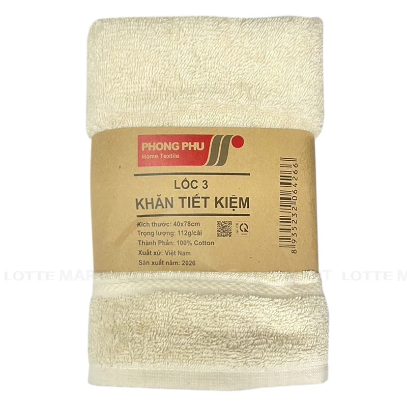 Lốc 3 Khăn Mặt Cotton Phong Phú PL59 40x78cm 112g