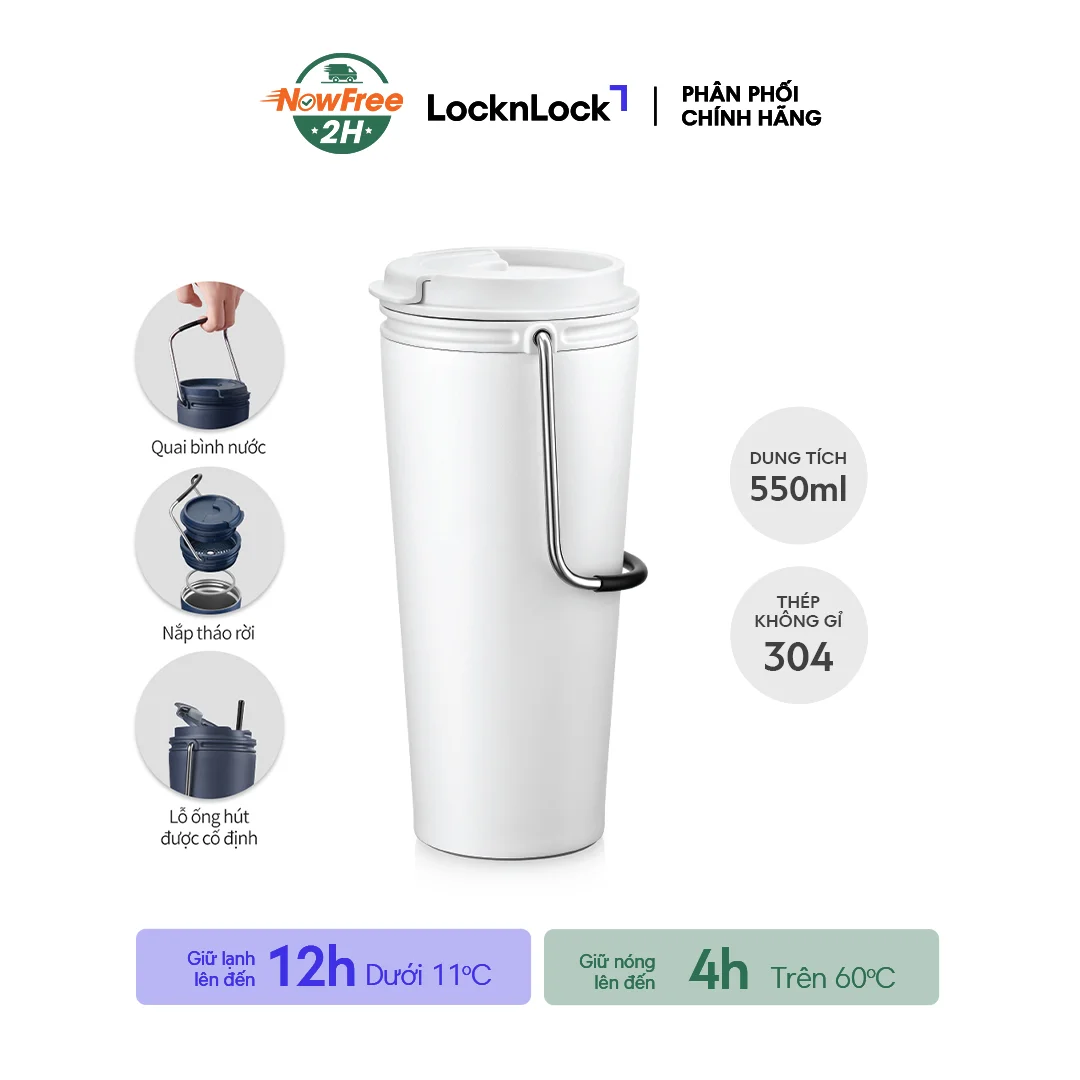 Bình Giữ Nhiệt LocknLock Bucket Màu Trắng 540ml