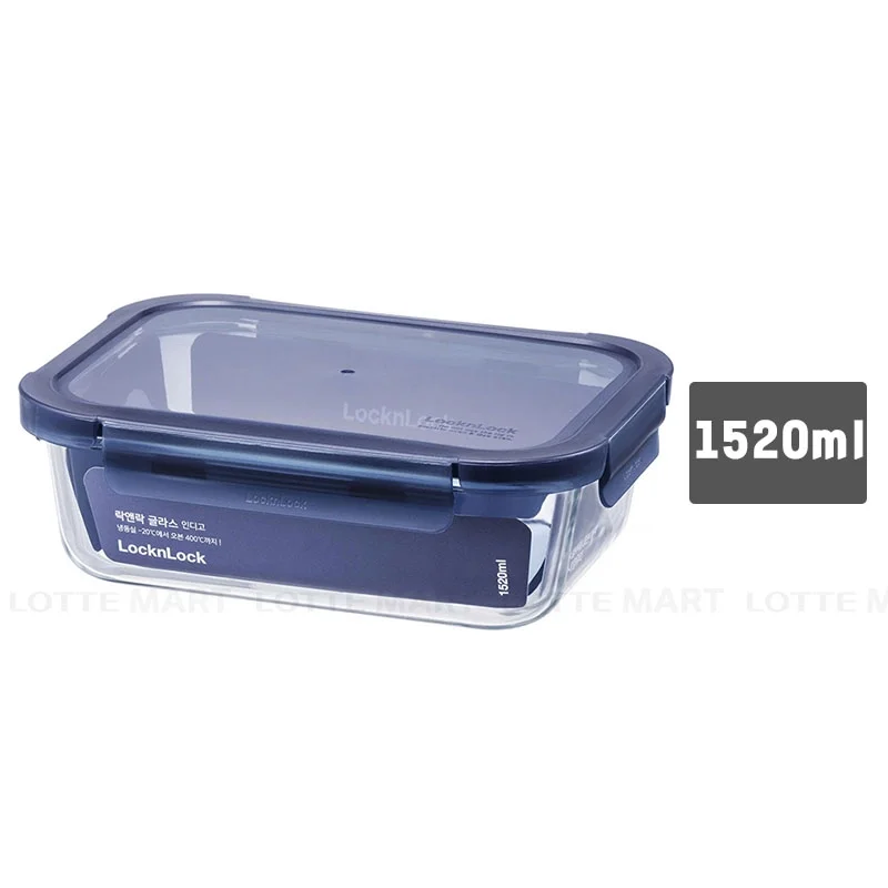 Hộp Thủy Tinh Chịu Nhiệt LocknLock Hình Chữ Nhật Màu Xanh Navy LNG404 1520ml