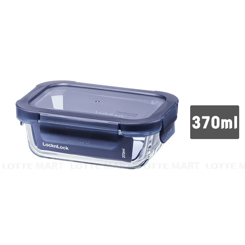 Hộp Thủy Tinh Chịu Nhiệt LocknLock Hình Chữ Nhật Màu Xanh Navy LNG401 370ml