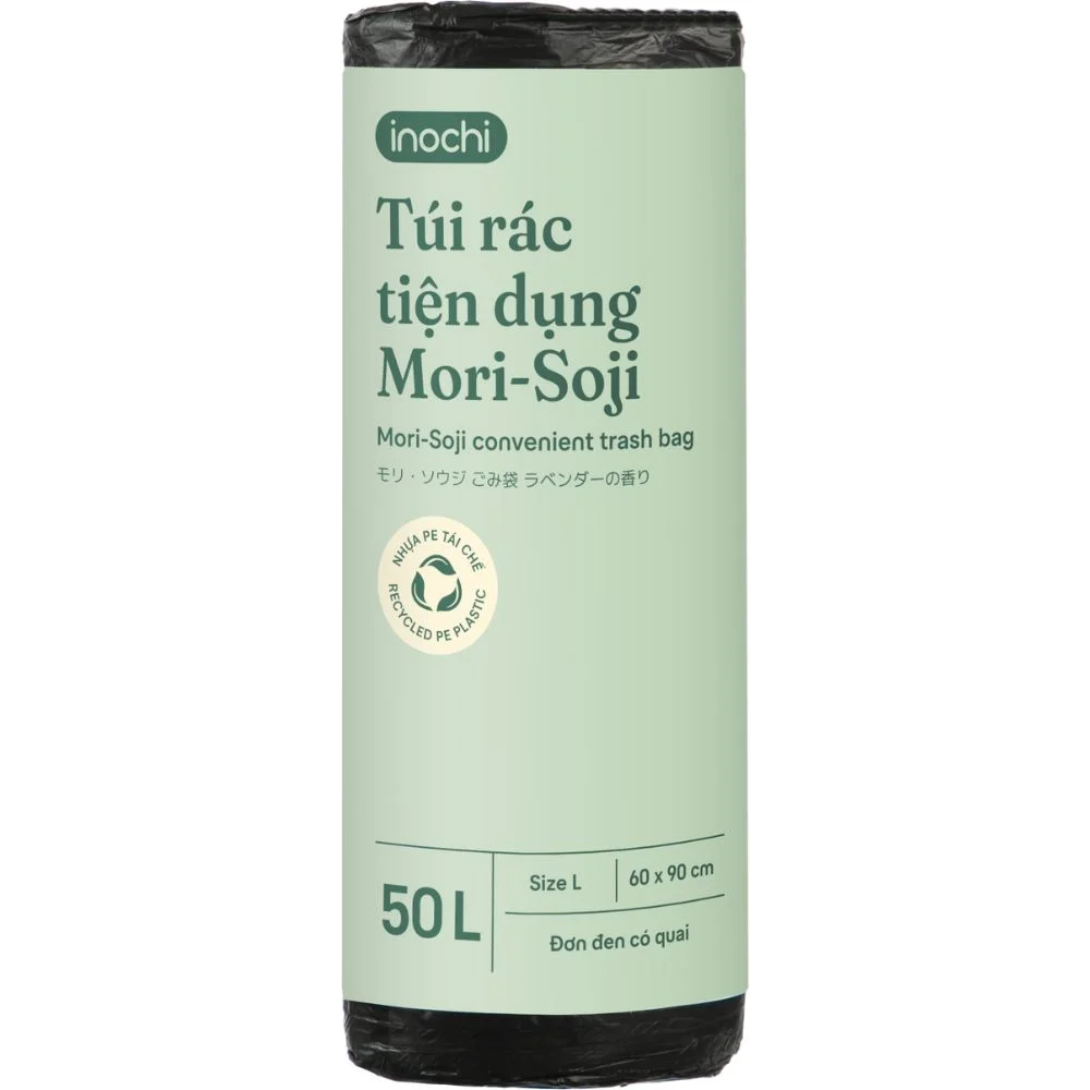Túi Rác Mori Soji Đen Quai 50L-1 Cuộn