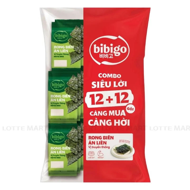 Combo Rong Biển bibigo Vị Truyền Thống (4g x 24 Gói)