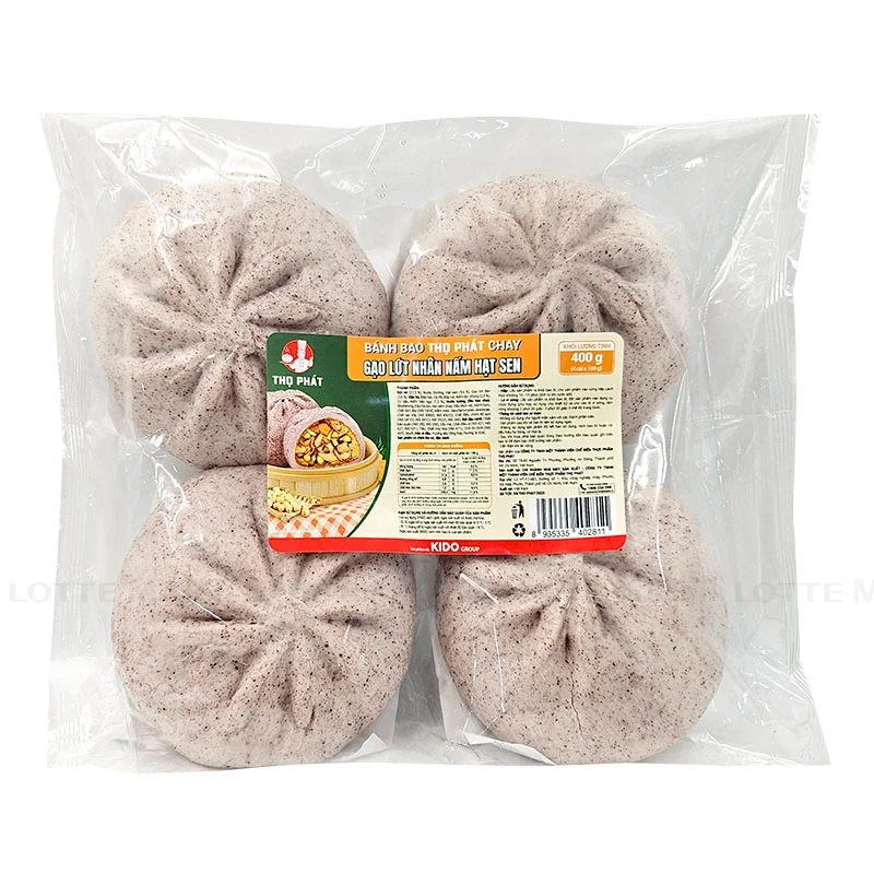 Bánh Bao Chay Thọ Phát Gạo Lứt Nhân Nấm Hạt Sen 400g