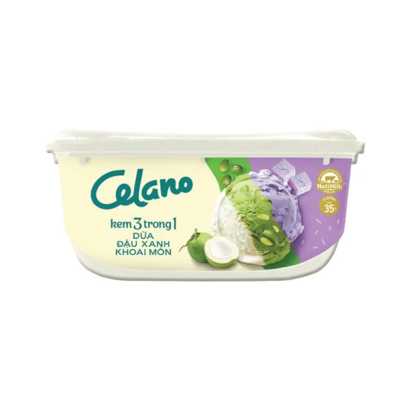 Kem Cao Cấp Celano Dừa Đậu Xanh Khoai Môn Hộp 860ml
