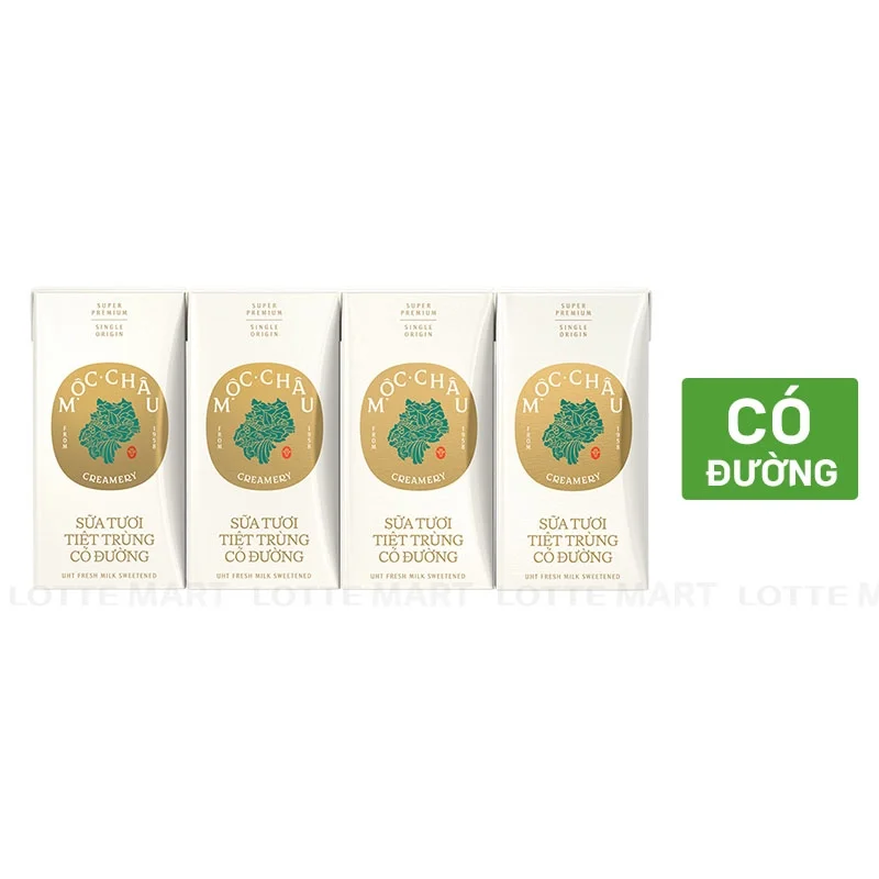 Lốc 4 Hộp Sữa Tươi Tiệt Trùng Có Đường Mộc Châu Creamery 110ml