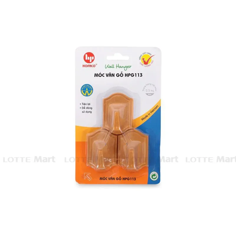 Móc Vân Gỗ Hofaco HPG113 Vỉ 3 Cái