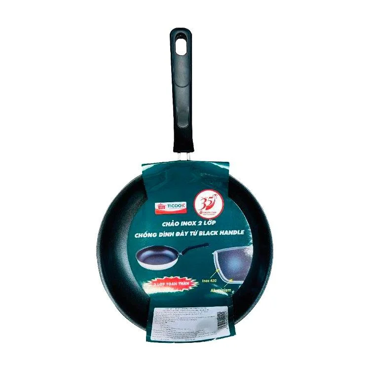 Chảo Inox 2 Lớp Bếp Từ Black Handle TiCook 26cm