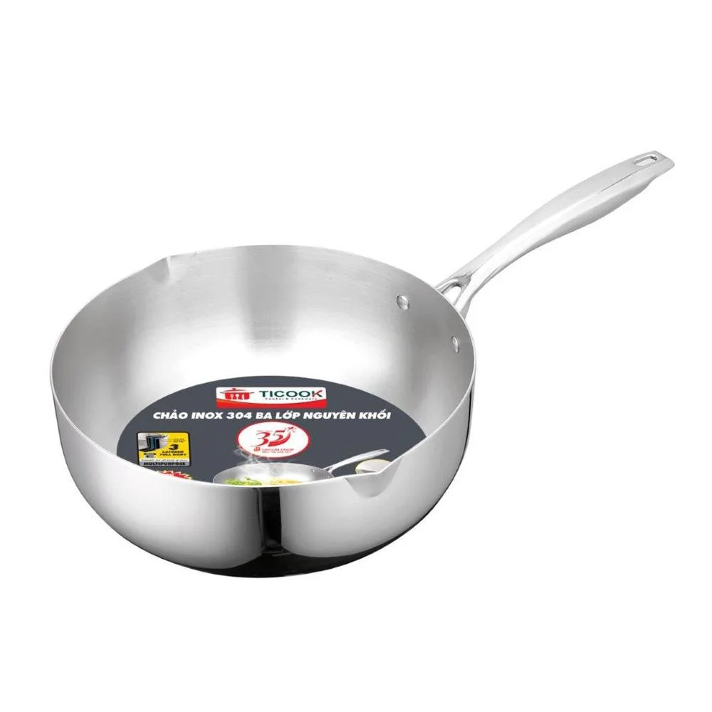 Chảo Inox 304 3 Lớp Bếp Từ TiCook SH 24cm