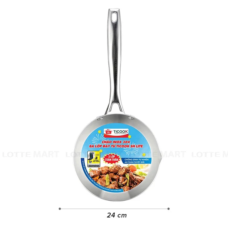 Chảo Inox 304 Đáy Từ 3 Lớp TiCook SH Lite 24cm