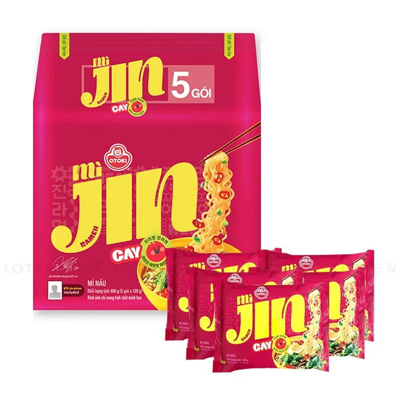 Lốc 5 Gói Mì Ăn Liền Ottogi Jin Vị Cay 120g