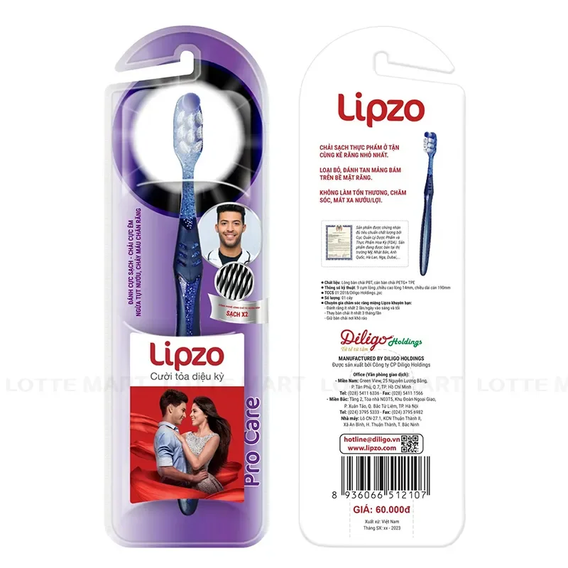 Vì 2 Cây Bàn Chải Đánh Răng Cao Cấp Lipzo Procare Lông Xoắn Kép