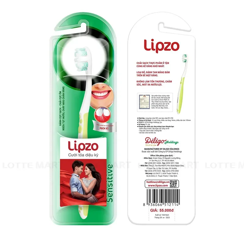 Vì 2 Cây Bàn Chải Đánh Răng Cao Cấp Lipzo Sesitive Cho Răng Nhạy Cảm