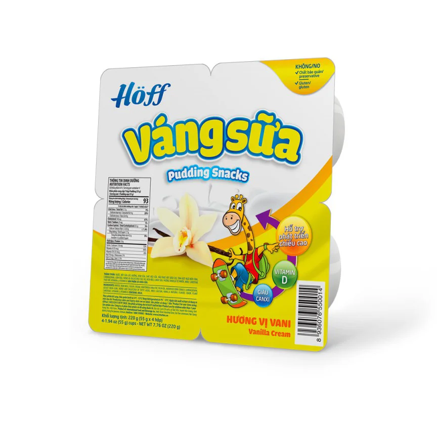 Lốc 4 Hũ Váng Sữa Hoff Hương Vani Cream 55g