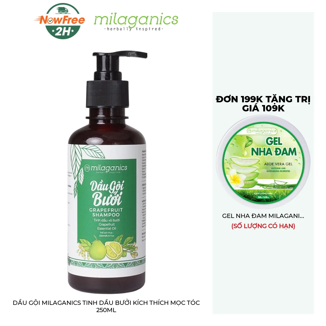 Dầu Gội Milaganics Tinh Dầu Bưởi Kích Thích Mọc Tóc 250ml