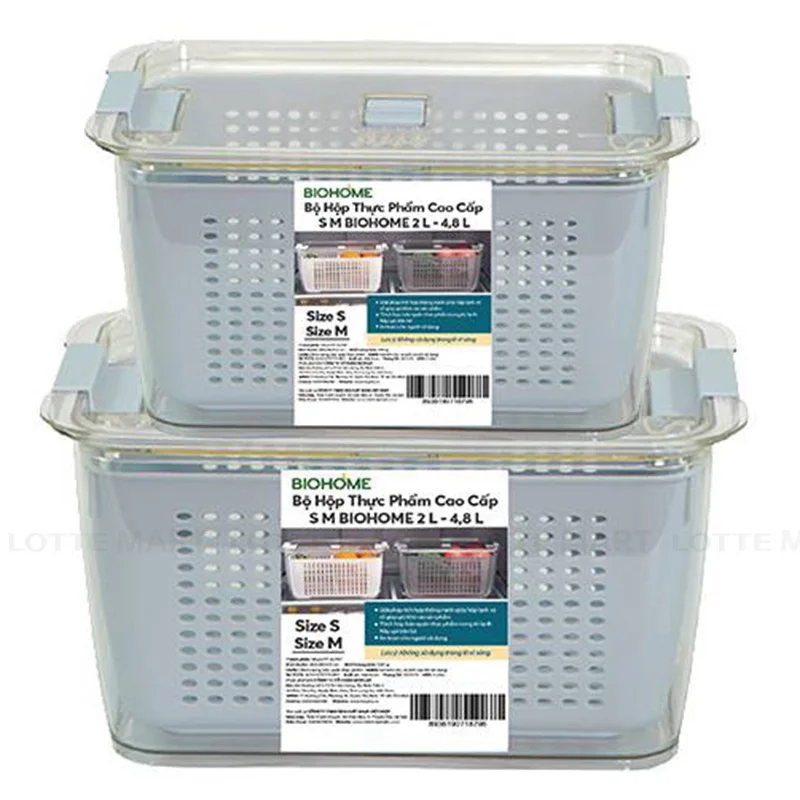 Bộ Hộp Thực Phẩm Cao Cấp Biohome 2 Lớp 4.8L
