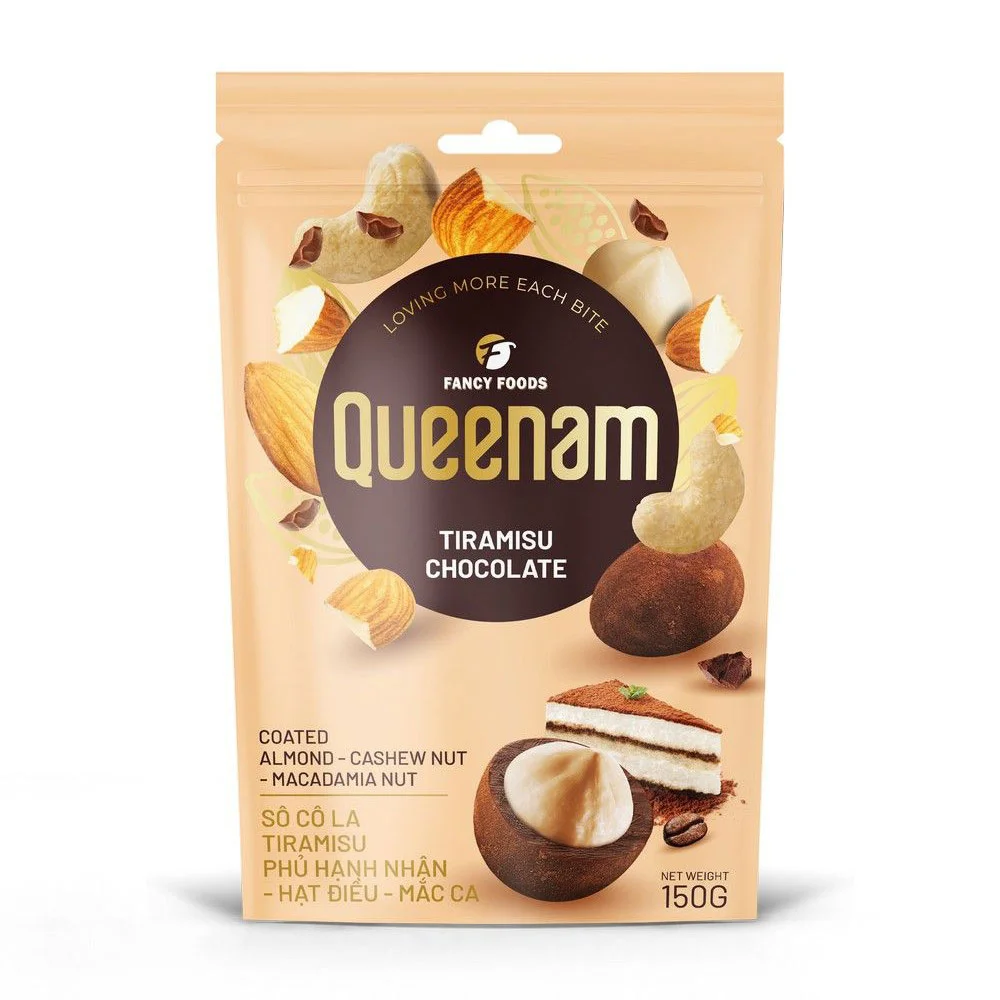 Choco Tiramisu Hạnh Nhân Hạt Điều Macca Queenam 75g