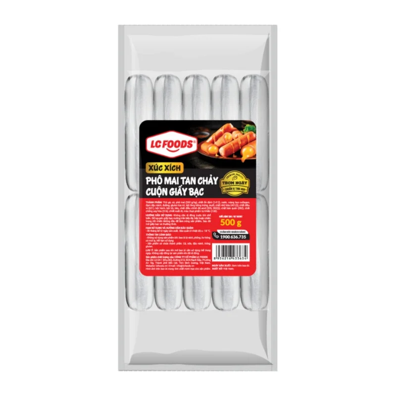 Xúc Xích Phô Mai Tan Chảy Giấy Bạc LC Foods 500g