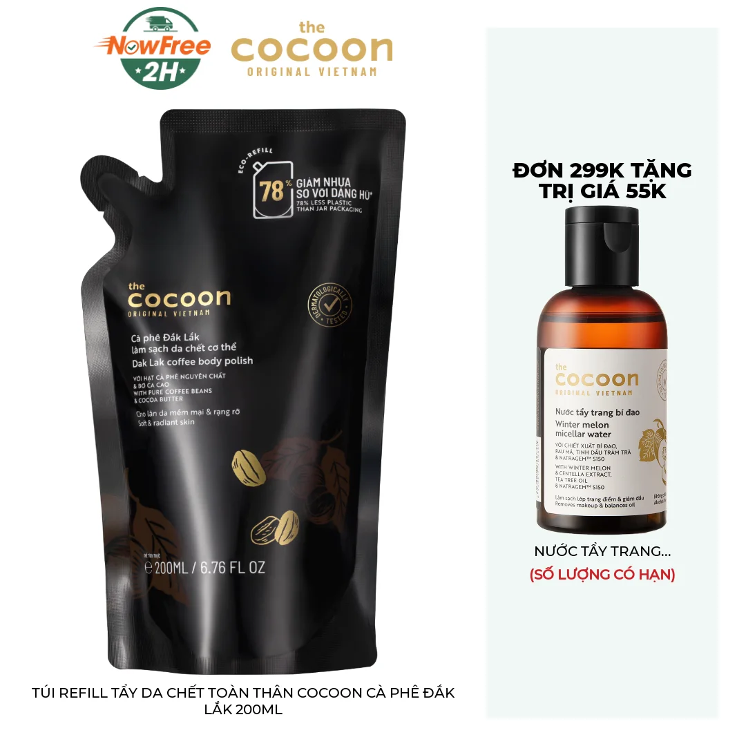 Túi Refill Tẩy Da Chết Toàn Thân Cocoon Cà Phê Đắk Lắk 200ml