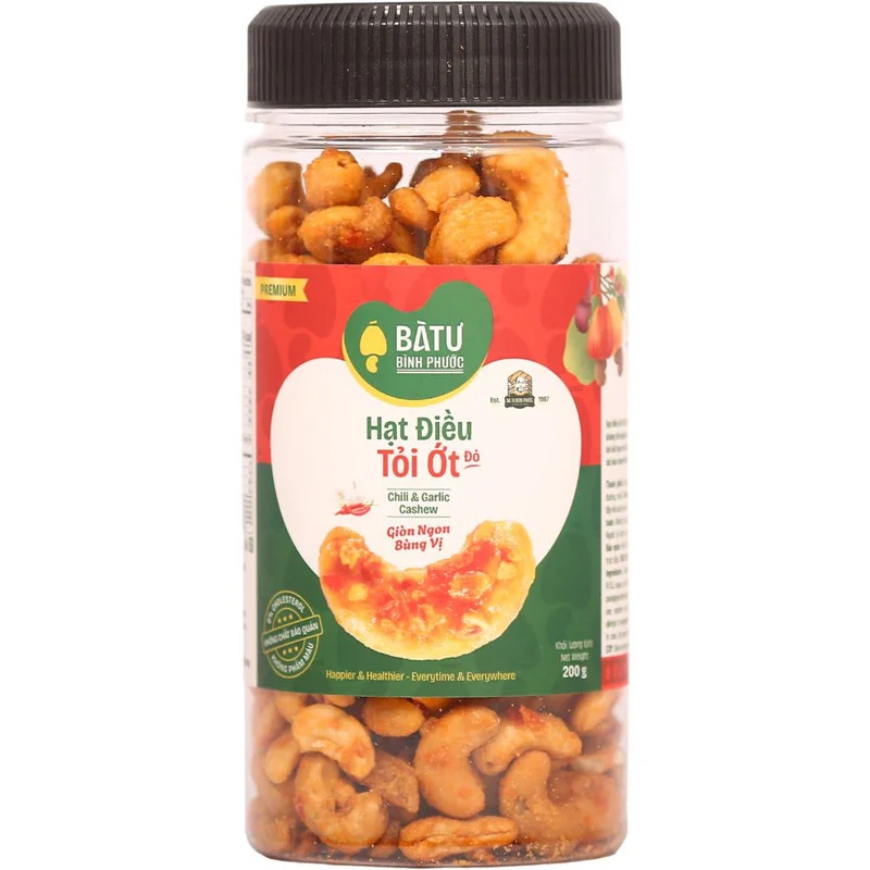 Hạt Điều Bà Tư Tỏi Ớt Hộp 200g