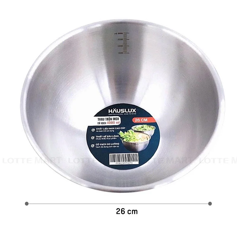 Thau Inox Tròn Biohome Hauslux Có Vạch 4L