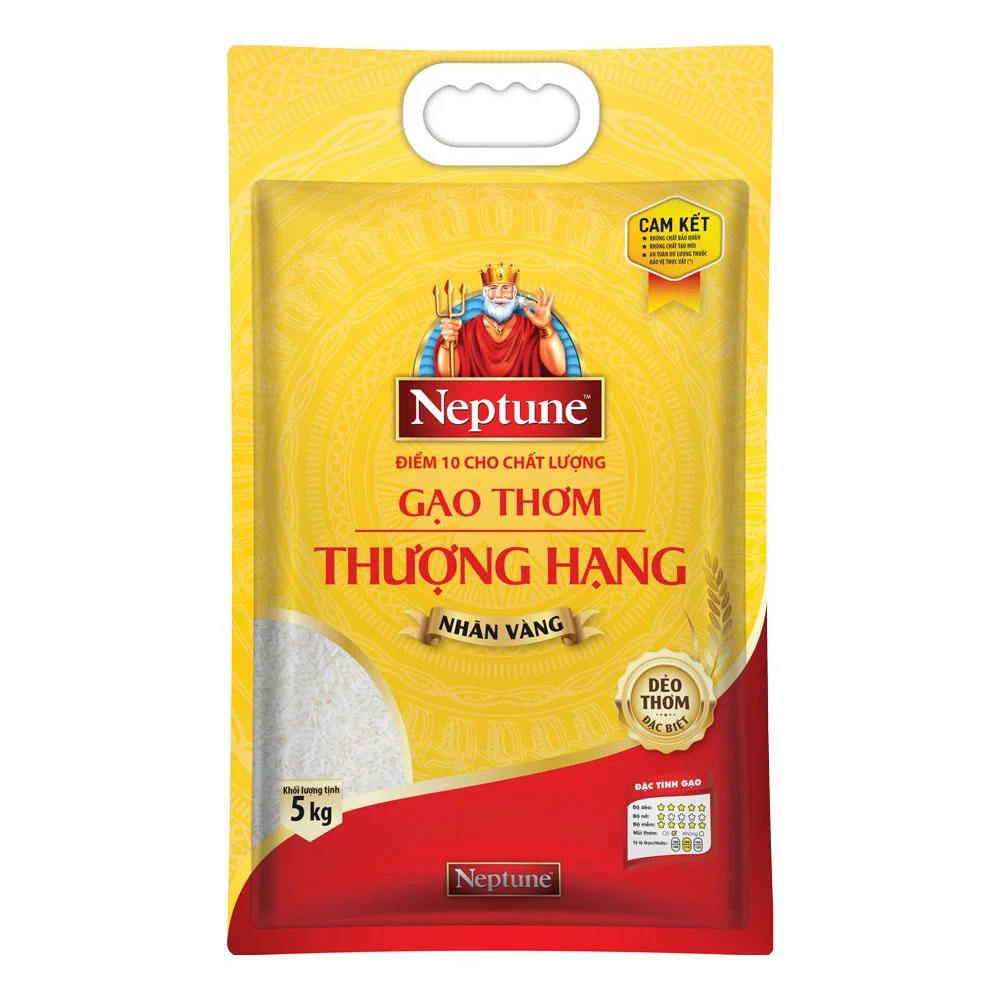 Gạo Dẻo Thơm Neptune Thượng Hạng Nhãn Vàng 5kg